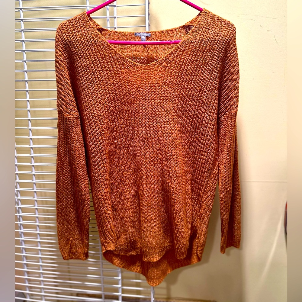 Womens Burnt Orange Scoop Neck Sweater